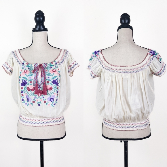 NWT Blue Boheme Anoushka Embroidered Cotton Top - Picture 1 of 7